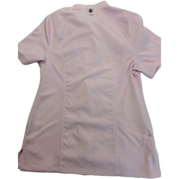 New Chef Works Pink Short Sleeve Work Women Shirt Size Medium Top Zip Complete - Picture 8 of 15